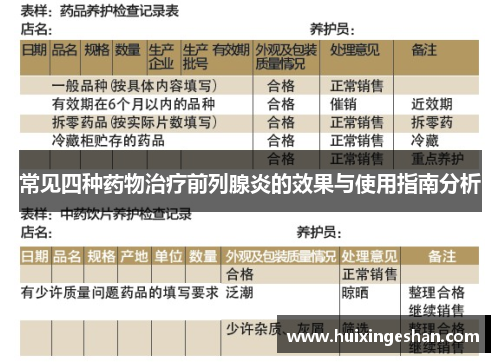 常见四种药物治疗前列腺炎的效果与使用指南分析